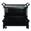 Utility Carts | Rubbermaid Commercial FG409500BLA 40.63 in. x 20.75 in. x 37.81 in. 300 lbs. Capacity 3 Shelves Plastic Xtra Equipment Cart - Black image number 3