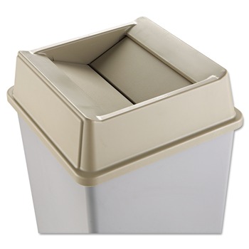 Rubbermaid Commercial 20.13 in. Plastic Untouchable Square Swing Top Lid - Beige