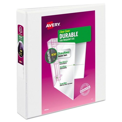 Mothers Day Sale! Save an Extra 10% off your order | Avery 17022 3 Rings 1.5 in. Capacity 11 in. x 8.5 in. Durable View Binder with DuraHinge and Slant Rings - White image number 0