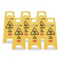 Floor Signs | Rubbermaid Commercial FG611277YEL 11 in. x 12 in. x 25 in. Caution Wet Floor Sign - Bright Yellow (6/Carton) image number 0