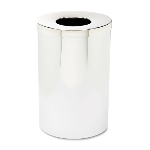 Trash & Waste Bins | Safco 9695 Reflections 35-Gallon Steel Receptacles - Chrome image number 0