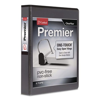 Cardinal Premier Easy Open 1-1/2 in. Capacity 11 in. x 8-1/2 in. 3 Ring ClearVue Locking Slant-D Ring Binder - Black