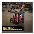 Utility Carts | Rubbermaid Commercial FG452500BLA 25.25 in. x 44 in. x 38.13 in. 500 lbs. Capacity 2 Flat Shelves Plastic Utility Cart - Black image number 8