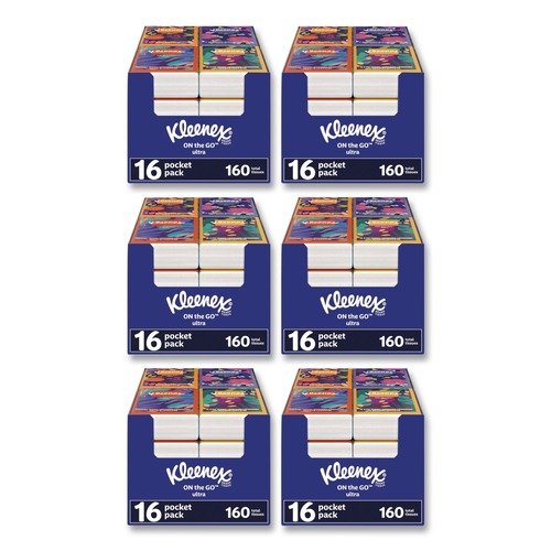 Tissues | Kleenex 54635 On The Go Packs 3-Ply Facial Tissues - White (6/Carton) image number 0