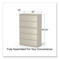  | Alera 25512 42 in. x 18.63 in. x 67.63 in. 5 Legal/Letter/A4/A5 Size Lateral File Drawers - Putty image number 5