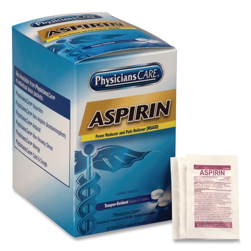 First Aid | PhysiciansCare 90014-002 Two-Pack Aspirin Medication (50/Box) image number 0