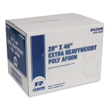 AmerCareRoyal 28 in. x 46 in. 1.77 mil Heavyweight Poly Aprons - One Size Fits All, White (500/Carton)