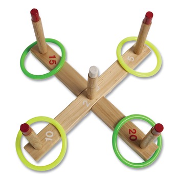 Champion Sports Plastic/Wood Ring Toss Set - Assorted Colors (9-Piece/Set)