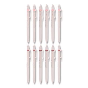 Pilot Frixion Waai Erasable Gel Pen, Retractable, Extra Fine 0.5 mm, Cherry Ink, Beige/Cherry Barrel, Dozen