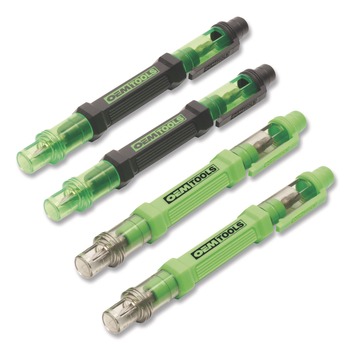 GreatNeck 5.38 in. Long Phillips/Slotted Bits Metric Sockets 6-Way Pen-Style Screw/Nut Driver - Black/Green, Green/Clear (4/Pack)