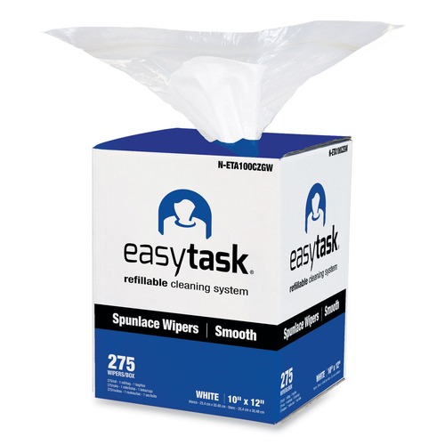 Cleaning Cloths | HOSPECO N-ETA100CZGW 10 in. x 12 in. 1-Ply Easy Task Center-Pull A100 Wiper - White image number 0