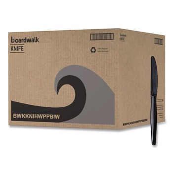 Boardwalk BWKKNIHWPPBIW Heavyweight Wrapped Polypropylene Knife - Black (1000/Carton)