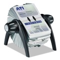 Office Jansan | Durable 241701 8.75 in. x 7.13 in. x 8.06 in. VISIFIX Plastic Flip Rotary Business Card File Holds 400 2.88 in. x 4.13 in. Cards - Black/Silver image number 0