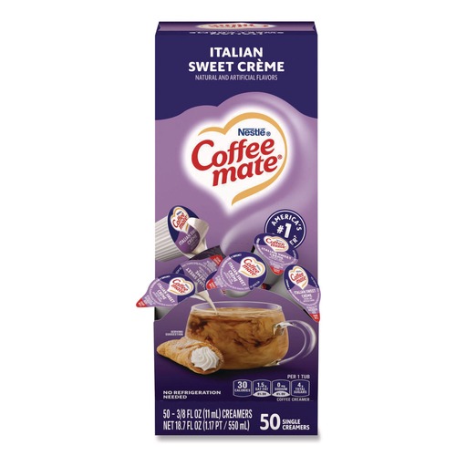 Food Service | Coffee-Mate 12220663 0.38 oz Mini Liquid Coffee Creamer Cups - Italian Sweet Cream (50/Box) image number 0