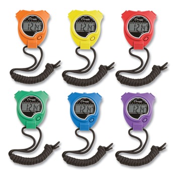 Champion Sports Accurate to 1/100 Second Water-Resistant Stopwatch - Assorted Colors (6/Box)