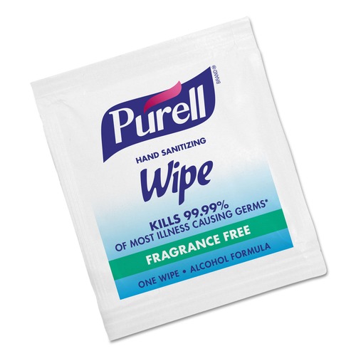 Hand Wipes | PURELL 9022-10 5 in. x 7 in. Individually Wrapped Sanitizing Hand Wipes - Unscented, White (100/Box) image number 0