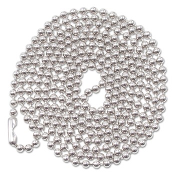 Advantus 36 in. Long Metal Ball Chain Fastener Nickel Plated ID Badge Holder Chain (100/Box)