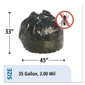 Trash Bags | Stout by Envision P3345K20 33 in. x 45 in. 2 mil. 35 Gallon Insect-Repellent Trash Bags - Black (80/Box) image number 2