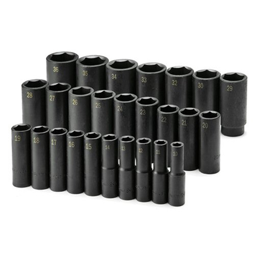 Sockets | SK Hand Tool 4047 26-Piece 1/2 in. Drive 6-Point Metric Deep Impact Socket Set image number 0