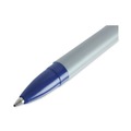 Office Jansan | Universal UNV27421 Fine 0.7 mm Stick Ballpoint Pen - Blue Ink, Gray/Blue Barrel (1 Dozen) image number 2