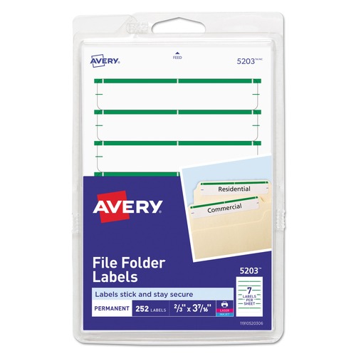Customer Appreciation Sale - Save up to $60 off | Avery 05203 4 in. x 6 in. Printable Permanent File Folder Labels - White (7-Piece/Sheet 36-Sheets/Pack) image number 0