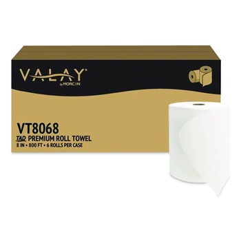 Morcon Paper VT8068 Valay 8 in. x 800 ft. 1-Ply Universal Hardwound Premium Roll Towel - White (6/Carton)