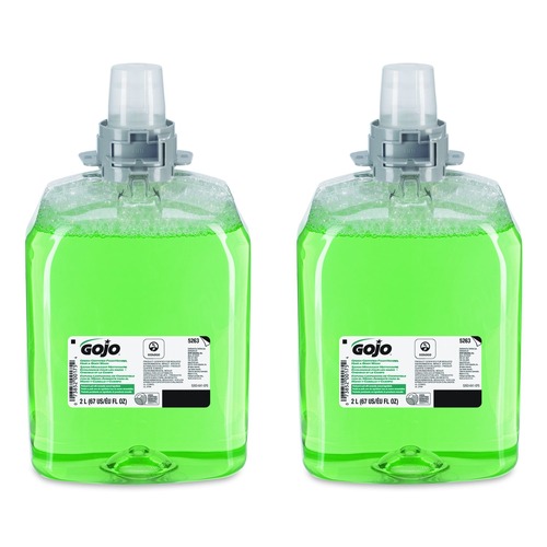 Cleaning & Janitorial Supplies | GOJO Industries 5263-02 2000 mL Green Certified Foam Hair and Body Wash - Cucumber Melon Scent (2/Carton) image number 0