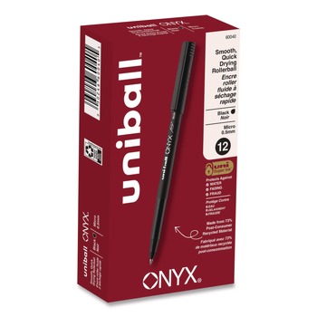uni-ball ONYX Extra-Fine 0.5 mm Roller Ball Pen - Black Ink/Black Barrel (1-Dozen)