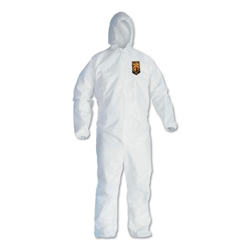 Ansell A40 Elastic-Cuff and Ankle Hooded Coveralls - 4X-Large White (25/Carton)