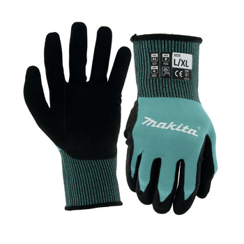 WORK GLOVES | Makita T-04123 Cut Level 1 FitKnit Nitrile Coated Dipped Gloves - Large/Extra-Large
