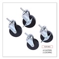 Office Jansan | Alera ALESW790004 3 Wheel 2 Locking Optional Grip Ring Stem Casters for Wire Shelving - Black (4/Set) image number 1