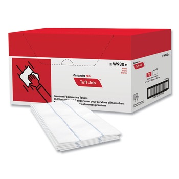 Cascades PRO 13 in. x 24.25 in. 1/4 Fold Tuff-Job Foodservice Towels - White/Blue (72/Carton)