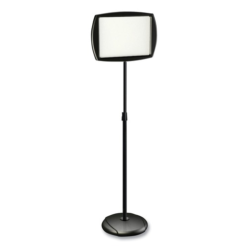 Office Presentation Supplies | MasterVision SIG07060101 15 in. x 11 in. Board 66 in. High Steel Frame Floor Stand Rectangle Sign Holder - White/Black image number 0