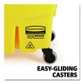 Mop Buckets | Rubbermaid Commercial 2031764 WaveBrake 2.0 Side Press 8.75-Gallon Bucket/Wringer with Drain - Yellow image number 4