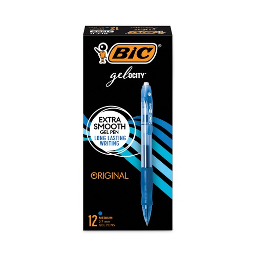 Office Jansan | BIC RLC11 BLU Gel-ocity 0.7 mm Medium Gel Pen - Blue Ink/Translucent Blue Barrel (1-Dozen) image number 0