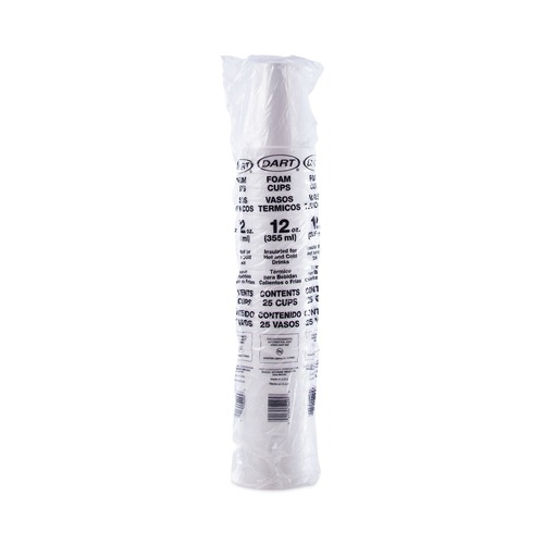 Cups and Lids | Dart 12J12 12 oz. Foam Drink Cups - White (25/Pack) image number 0