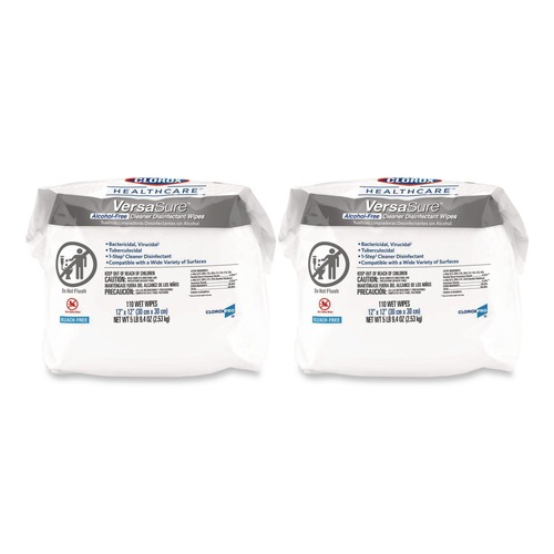 Clorox Healthcare VersaSure 12 in. x 12 in. 1-Ply Cleaner Disinfectant Wipes - White Fragranced (2/Carton)