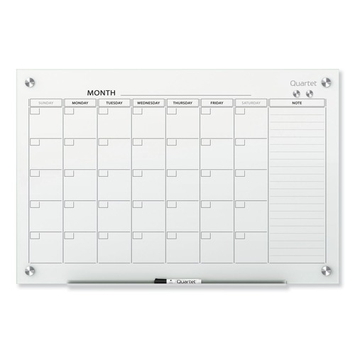 Labor Day Sale! Save $30 off $199! | Quartet GC3624F Infinity 36 in. x 24 in. Magnetic Glass One-Month Calendar Board - White image number 0