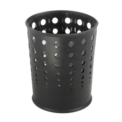 Trash & Waste Bins | Safco 9740BL 6 gal. Round, Steel, Bubble Wastebasket - Black image number 0