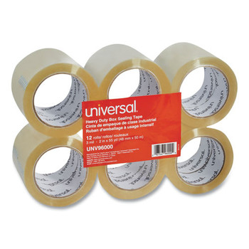 Universal UNV96000 1.88 in. x 54.6 yds, 3 in. Core, Heavy-Duty Box Sealing Tape - Clear (12/Box)