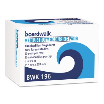 CLEANING AND SANITATION ACCESSORIES | Boardwalk 96BWK GP 6 in. x 9 in. Medium Duty Scour Pad - Green (20/Carton)