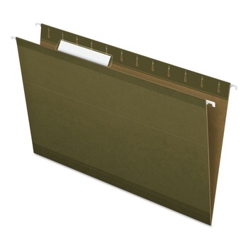 Pendaflex 1/3-Cut Tabs Legal Size Reinforced Hanging File Folders with Printable Tab Inserts - Standard Green (25/Box)