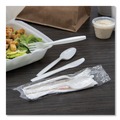 Food Service | SOLO MOW8Y-0007 Medium Weight PP Kit Wrapped Fork/Knife/Teaspoon/Napkin with Salt and Pepper - White (250/Carton) image number 2