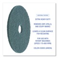 Cleaning & Janitorial Accessories | Boardwalk BWK4017GRE Heavy-Duty 17 in. Scrubbing Floor Pads - Green (5/Carton) image number 4