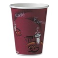 Food Service | SOLO 412SIN-0041 12 oz. Paper Hot Drink Cups in Bistro Design - Maroon (50/Pack) image number 3