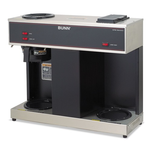 Labor Day Sale! Save $30 off $199! | BUNN 04275.0031 Pour-O-Matic 3-Burner 12-Cup Pour-Over Coffee Brewer - Stainless Steel/Black image number 0