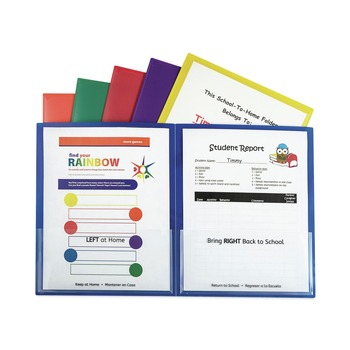 C-Line 11 in. x 8.5 in. Classroom Connector Folders - Clear/Assorted (6/Pack)