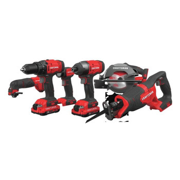 COMBO KITS | Craftsman CMCK600D2 V20 Brushed Lithium-Ion Cordless 6-Tool Combo Kit with 2 Batteries (2 Ah)