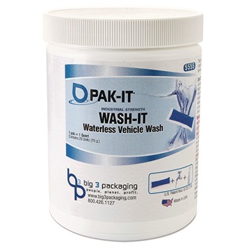 PAK-IT BIG 5555202240CT 20-Piece/Jar, 12 Jars/Carton WASH-IT Waterless Vehicle Wash Packets