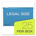 File Folders | Pendaflex 04153X2 ASST 1/5-Cut Tabs 2 in. Capacity Legal Size Extra Capacity Reinforced Hanging File Folders with Box Bottom - Assorted Colors (25/Box) image number 5